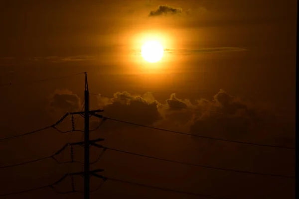 Strommasten Bei Sonnenuntergang — Stockfoto