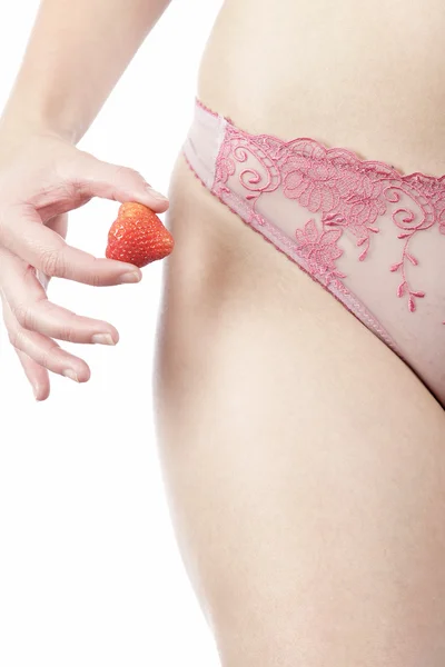 Hüften und Taille der Frau in rosa Unterwäsche — Stockfoto