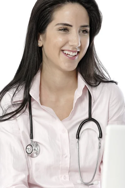 Doctor working on her laptop — Stock Photo, Image