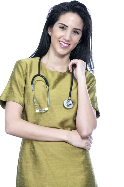 Femme médecin avec stéthoscope — Photo