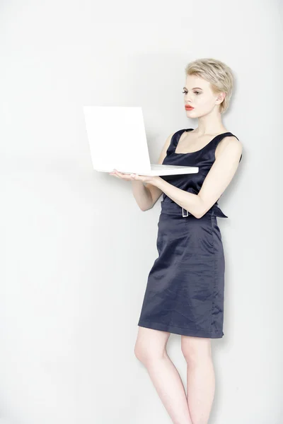 Business woman on laptop — Stock Photo, Image