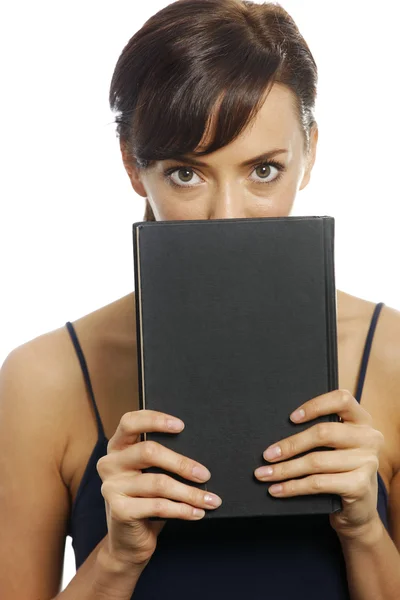 Vrouw met boek — Stockfoto