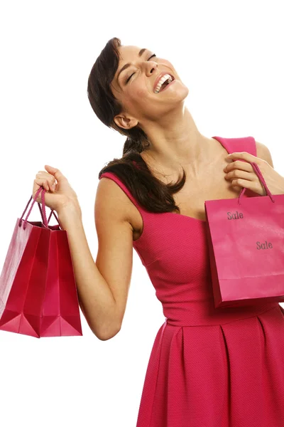Woman with sale bags — Stock Photo, Image