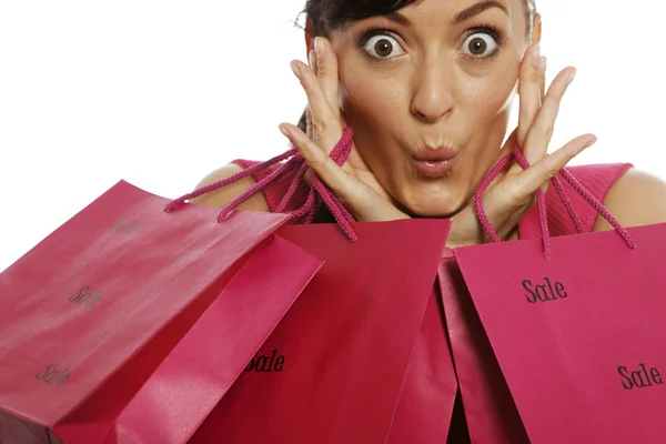Woman with sale bags — Stock Photo, Image