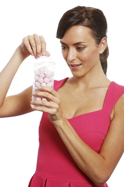 Frau mit süßem Glas — Stockfoto