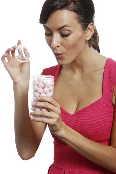 Woman with sweet jar — Stock Photo, Image