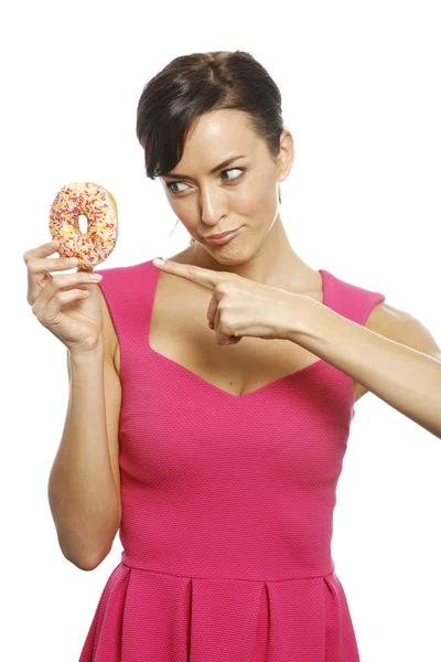 Frau mit Donut — Stockfoto
