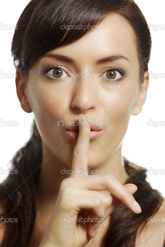 Woman expressing quiet