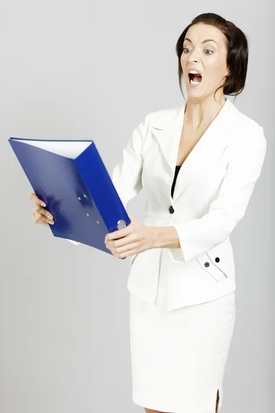 Woman with folders — Stock Photo, Image