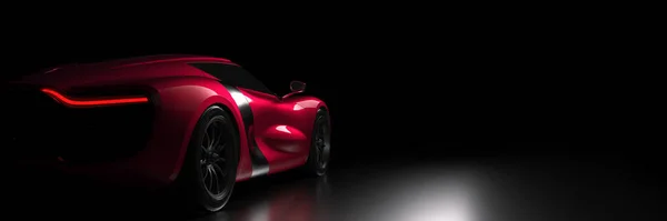 Koyu Renk Bir Stüdyoda Kullanılan Kırmızı Jenerik Spor Arabanın Yan — Stok fotoğraf