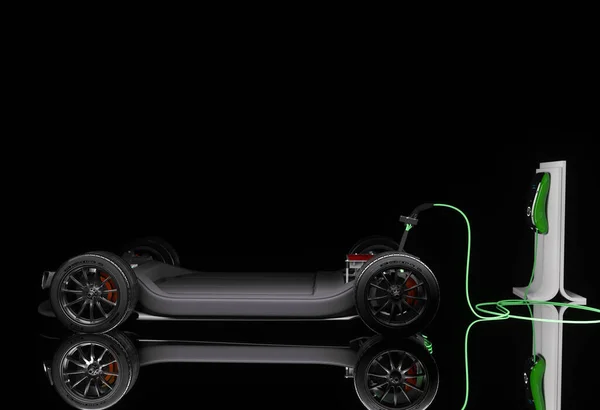 Stüdyonun Ayarında Jenerik Elektrikli Araba Aküsü Şarj Ediliyor — Stok fotoğraf