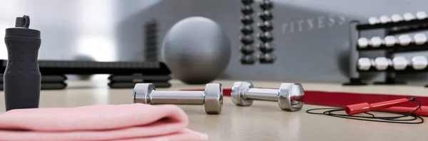 Modern Träning Gym Panoramautsikt Render Stockbild