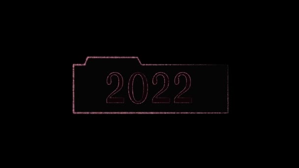 Happy New Year 2022 Text Black Background — Stock Video