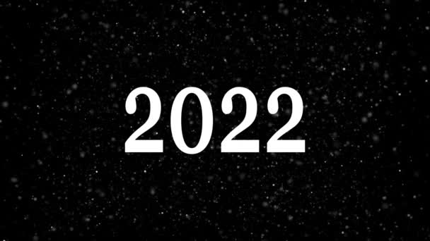 Abstract 2022 Fundo Partículas Ano Novo Fundo Cor Preta Natal — Vídeo de Stock