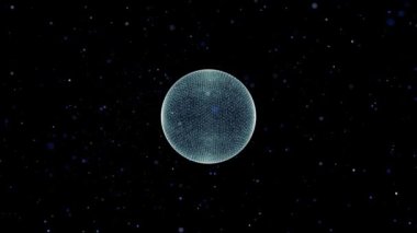 Güzel küre parçacık tasarımı. Sanal evren. Hareket grafiği ve canlandırma arkaplanı