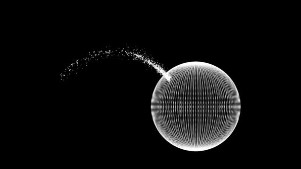 Abstract Spherical Background Particles Flowing Black Background Sphere — Stock Video