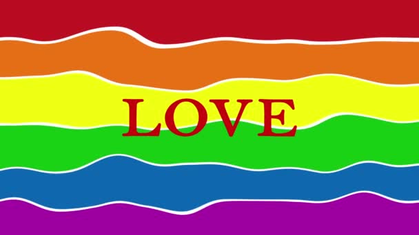Die Regenbogenfahne Flattert Wind Symbol Für Schwulenstolz Und Frieden Menschenrechte — Stockvideo