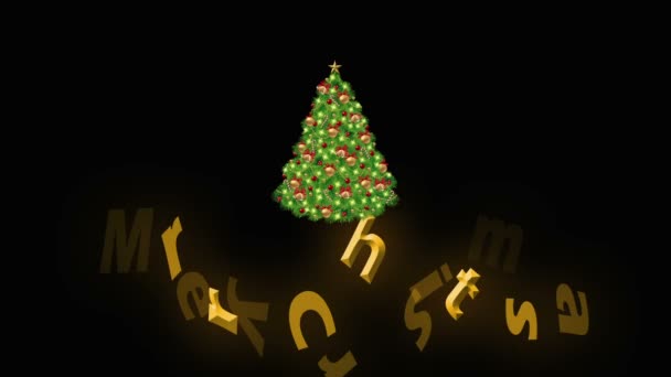 Merry Christmas Xmas Tree Holiday Celebration Greeting Card — Stock Video