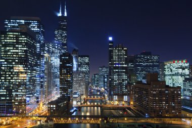 Chicago at night. clipart