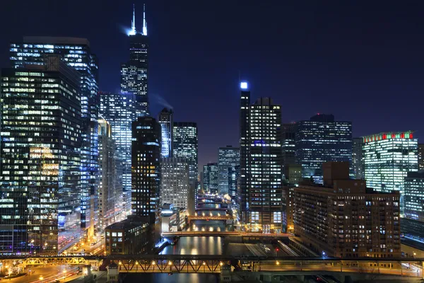 Chicago in der Nacht. — Stockfoto