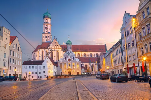 Augsburg Germany Cityscape Image Old Town Street Augsburg Germany Basilica — Stock Photo, Image