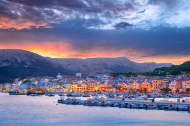 Baska, Krk Island, Croatia. Cityscape image of Baska, Croatia located on Krk Island at summer sunset.