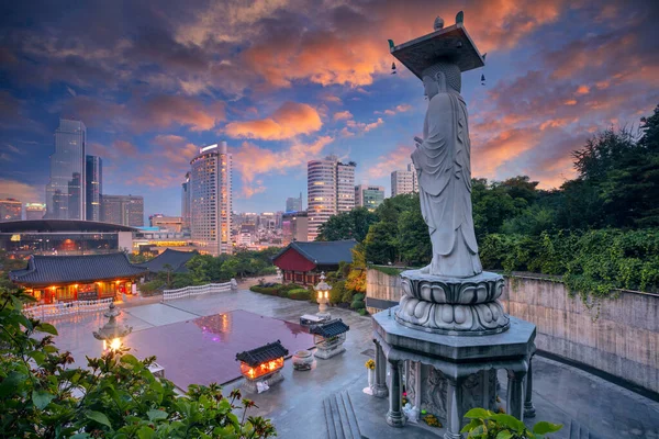 Szöul Dél Korea Városkép Szöulról Dél Koreáról Szöuli Bongeunsa Templommal — Stock Fotó