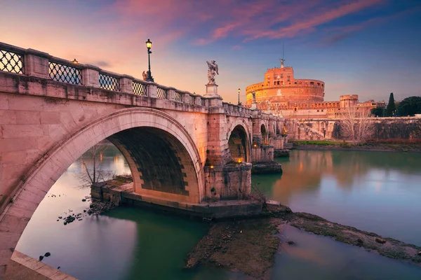 Roma Itália Imagem Castelo Santo Anjo Ponte Santo Anjo Sobre — Fotografia de Stock