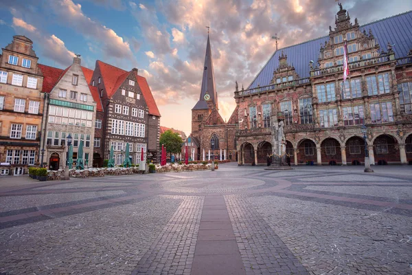 Brema Niemcy Wizerunek Miasta Hanzeatyckie Miasto Brema Niemcy Zabytkowym Rynku — Zdjęcie stockowe