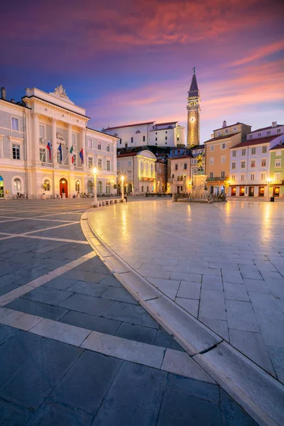 Piran Slovenia Cityscape Image Beautiful Piran Slovenia Spring Sunrise — Stock Photo, Image