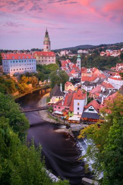 Cesky Krumlov. Aerial cityscape image of Cesky Krumlov, Czech Republic at summer sunset.