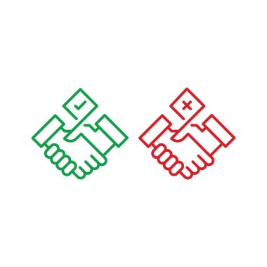 Anlaştık ve anlaşma yok. Vektör simgesi şablonu