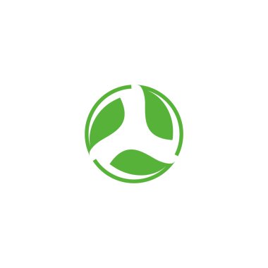 Biyolojik ayrışma, sıfır atık, yaprak geri dönüşümü. Vektör simgesi logo şablonu