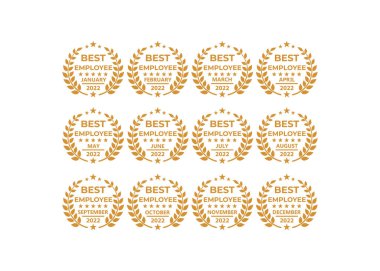 Tüm ayın en iyi çalışanı ödülü 2022. Vektör logo şablonu