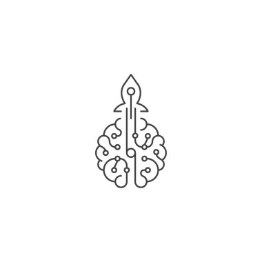 Hızlı teknoloji, beyin roketi teknolojisi, akıllı roket. Vektör logo ana şablonu