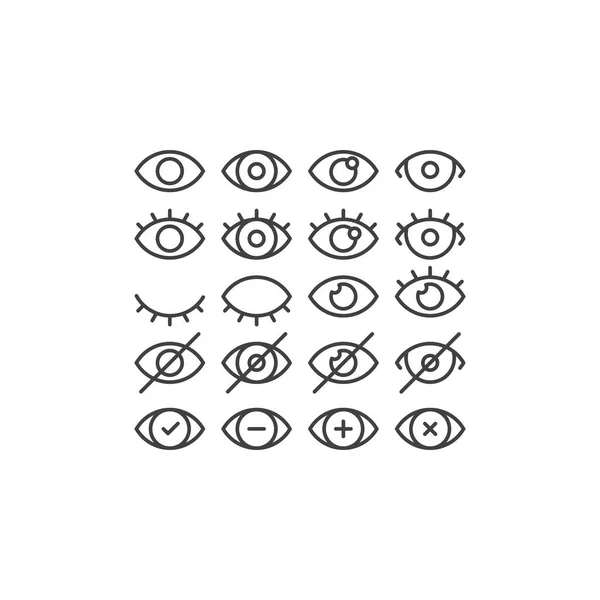 Elegante Conjunto Olhos Visão Olhos Simples Modelo Ícone Vetorial — Vetor de Stock