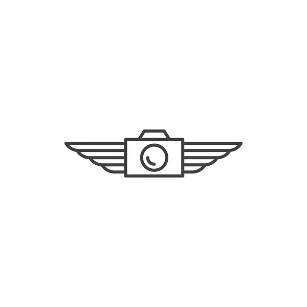 飞行相机 照片和翅膀 矢量标识图标模板 — 图库矢量图片