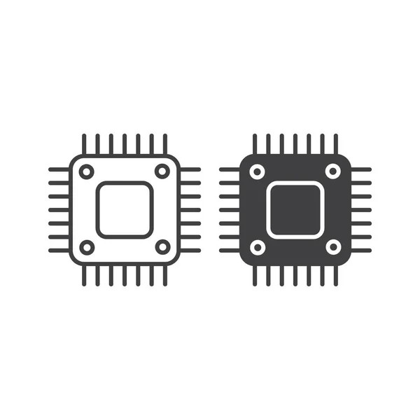 Chip Del Procesador Circuito Plantilla Icono Vector — Vector de stock
