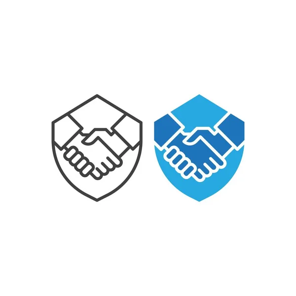 Protect Deal Handshake Shield Vector Icon Template — Vetor de Stock