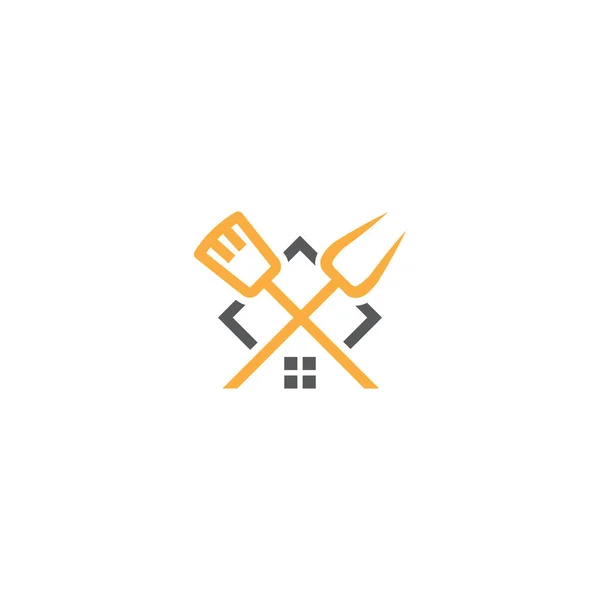 Grill House Restaurant Vector Logo Icon Template — Vetor de Stock