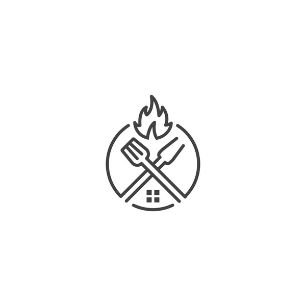 Grill House Restaurant Vector Logo Icon Template — Image vectorielle