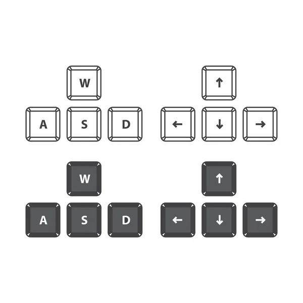Wasd Richtung Spieltasten Auf Der Tastatur Vorlage Für Vektorsymbole — Stockvektor