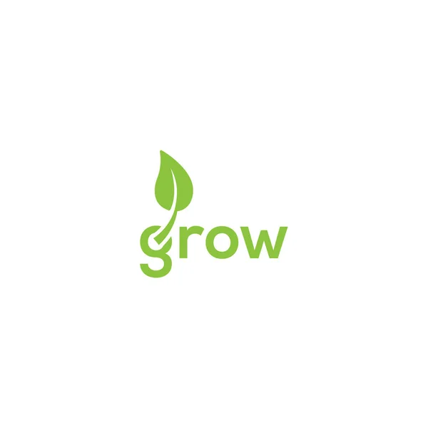 Grow Leaf Grow Concept Vector Logo Icon Template — Vetor de Stock