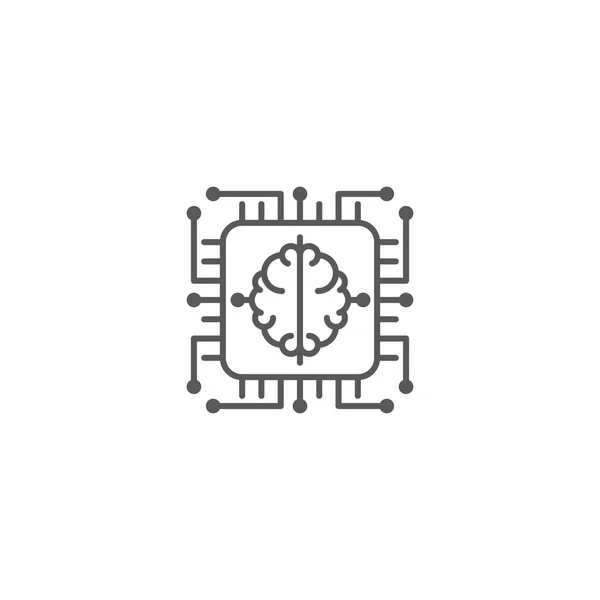 Artificial Intelligence Chip Brain Technology Core Vector Icon Outline Template — Stok Vektör