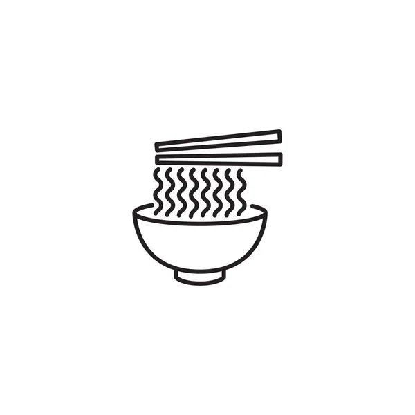 用筷子做的面条碗 矢量轮廓图标演示模板 — 图库矢量图片