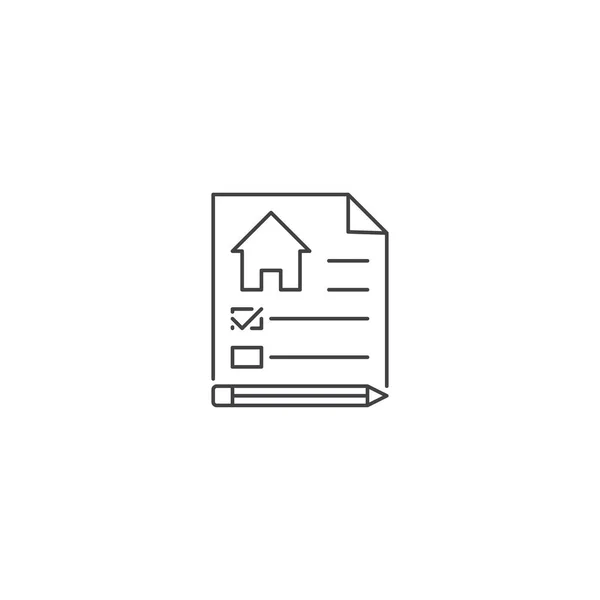 Contrat Immobilier Contrat Document Location Modèle Icône Contour Vectoriel — Image vectorielle