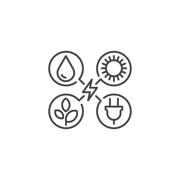 Renewable Energy Vector Outline Icon Template — Vetor de Stock
