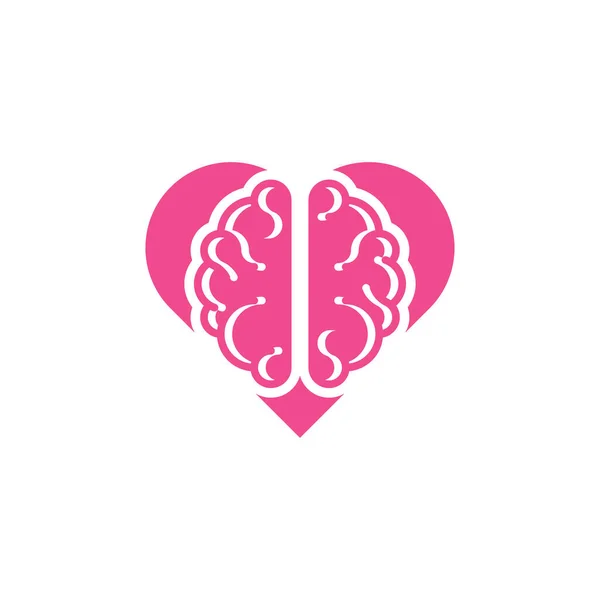 Mantık Aşkı Beyin Kalbi Vektör Logo Şablonu Telifsiz Stok Illüstrasyonlar