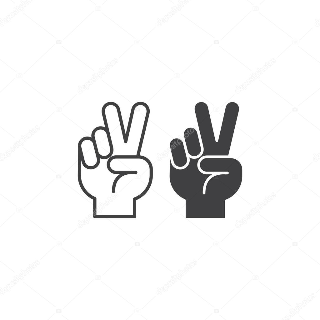 Peace hand sign, hand gesture V. Vector icon template