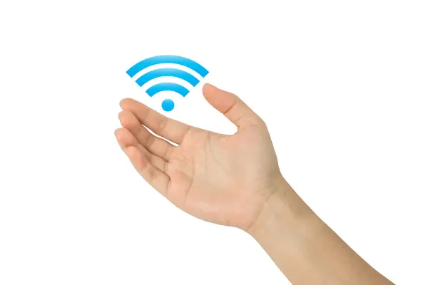 Hand med wi-fi-ikonen — Stockfoto